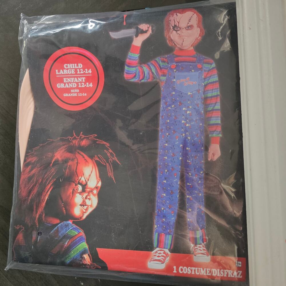 New Chucky Child sz large‎ 12-14 Halloween Costume Mask Unisex Horror Doll Scary